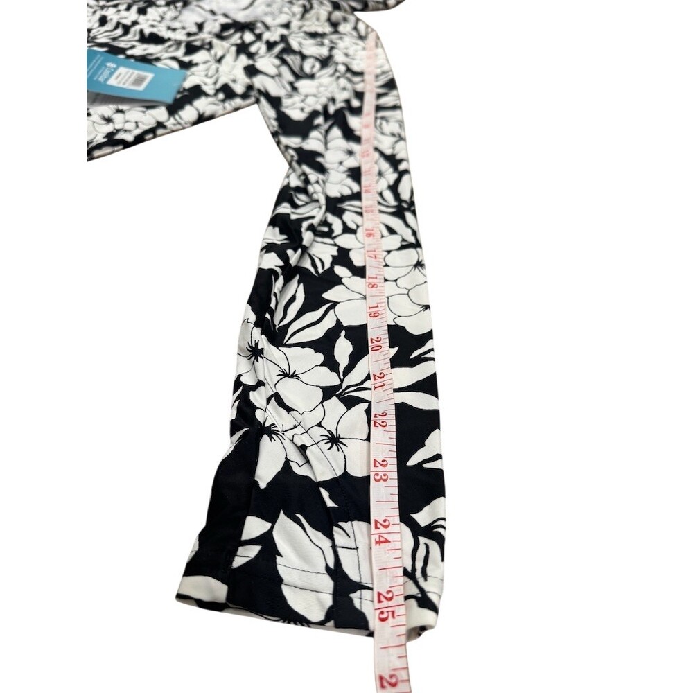 Coolibar Swim Cover-Up Dress Womens M Black White Floral Hooded UPF 50+ - Picture 7 of 7